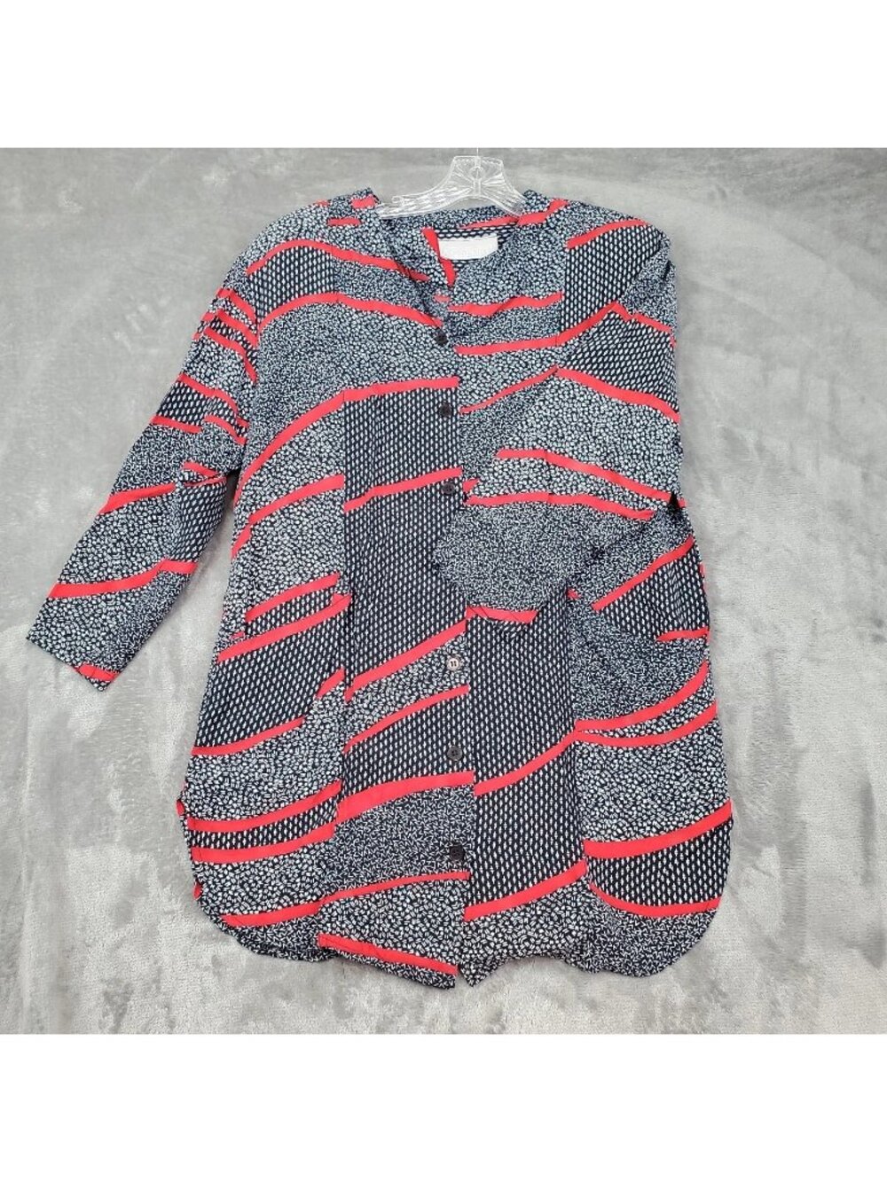 AC Sport Vintage Womens 14 Button Up Blouse Tunic 80s Shoulder Pads Pockets READ